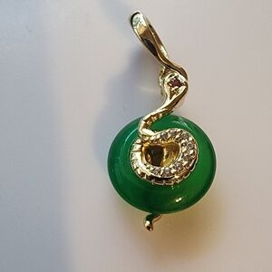 Pandora Snake Green Murano Glass Dangle Charm